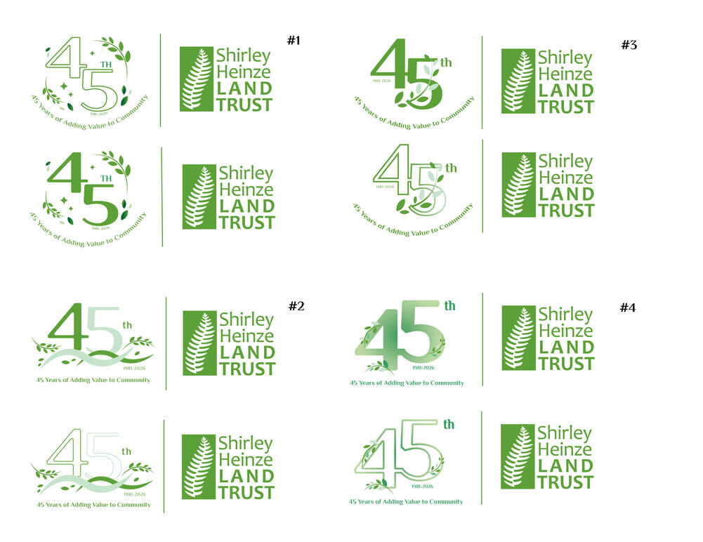 Shirley Heinze Land Trust 45th Anniversary Logo Concepts